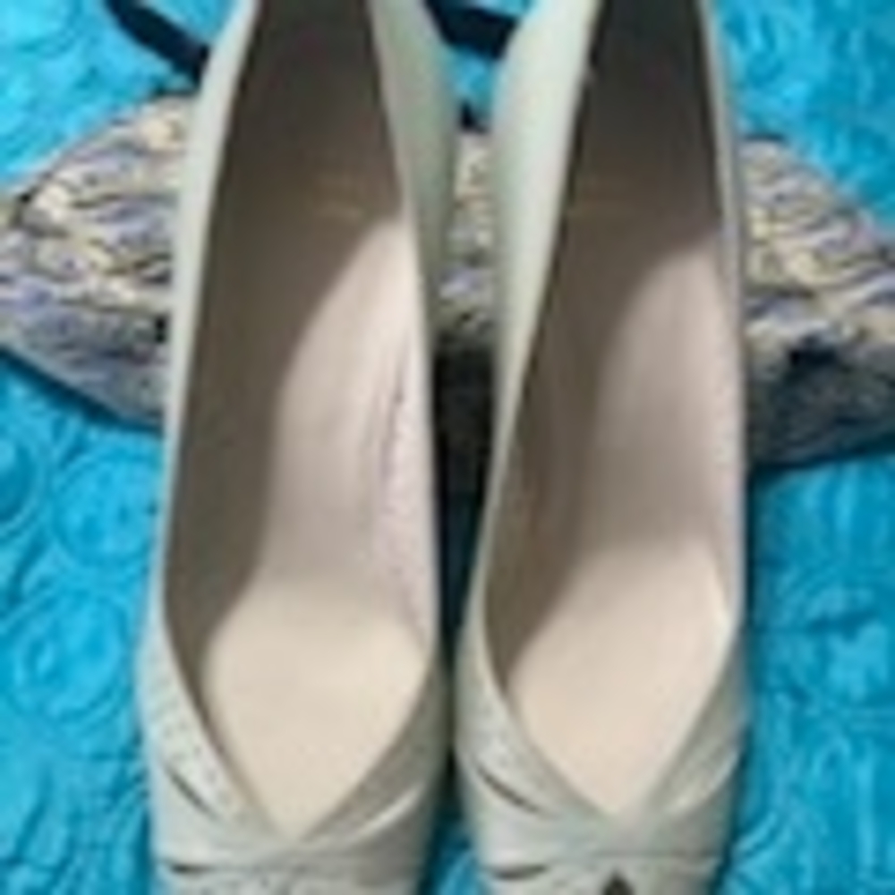 Stuart Weitzman-Elegant Cream Peep-Toe Heels